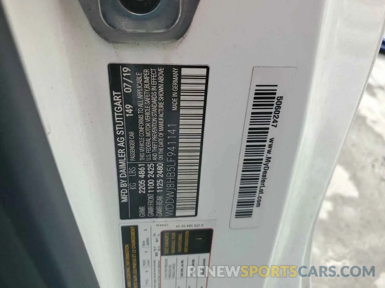 12 Photograph of a damaged car WDDWJ8HB5LF941141 MERCEDES-BENZ C-CLASS 2020