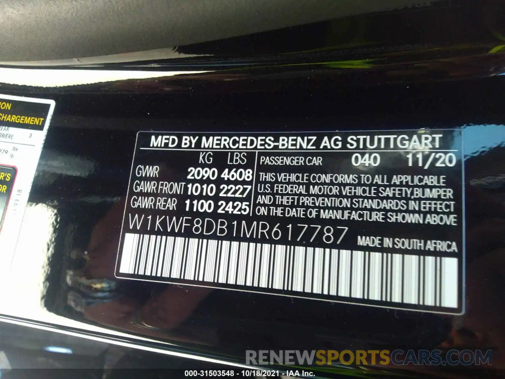 9 Photograph of a damaged car W1KWF8DB1MR617787 MERCEDES-BENZ C-CLASS 2021