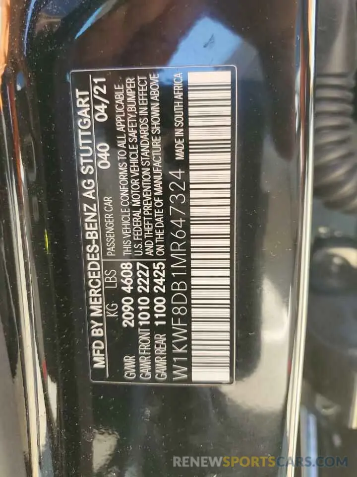 12 Photograph of a damaged car W1KWF8DB1MR647324 MERCEDES-BENZ C-CLASS 2021
