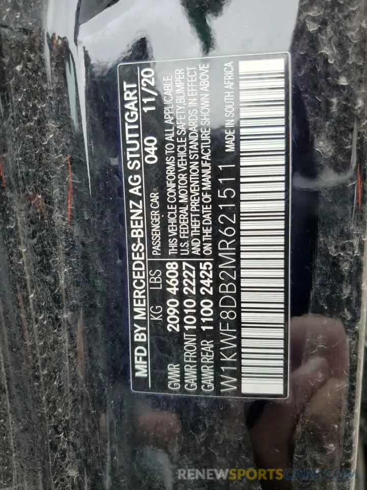 12 Photograph of a damaged car W1KWF8DB2MR621511 MERCEDES-BENZ C-CLASS 2021