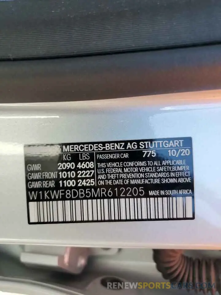 12 Photograph of a damaged car W1KWF8DB5MR612205 MERCEDES-BENZ C-CLASS 2021
