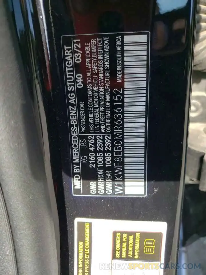 12 Photograph of a damaged car W1KWF8EB0MR636152 MERCEDES-BENZ C-CLASS 2021