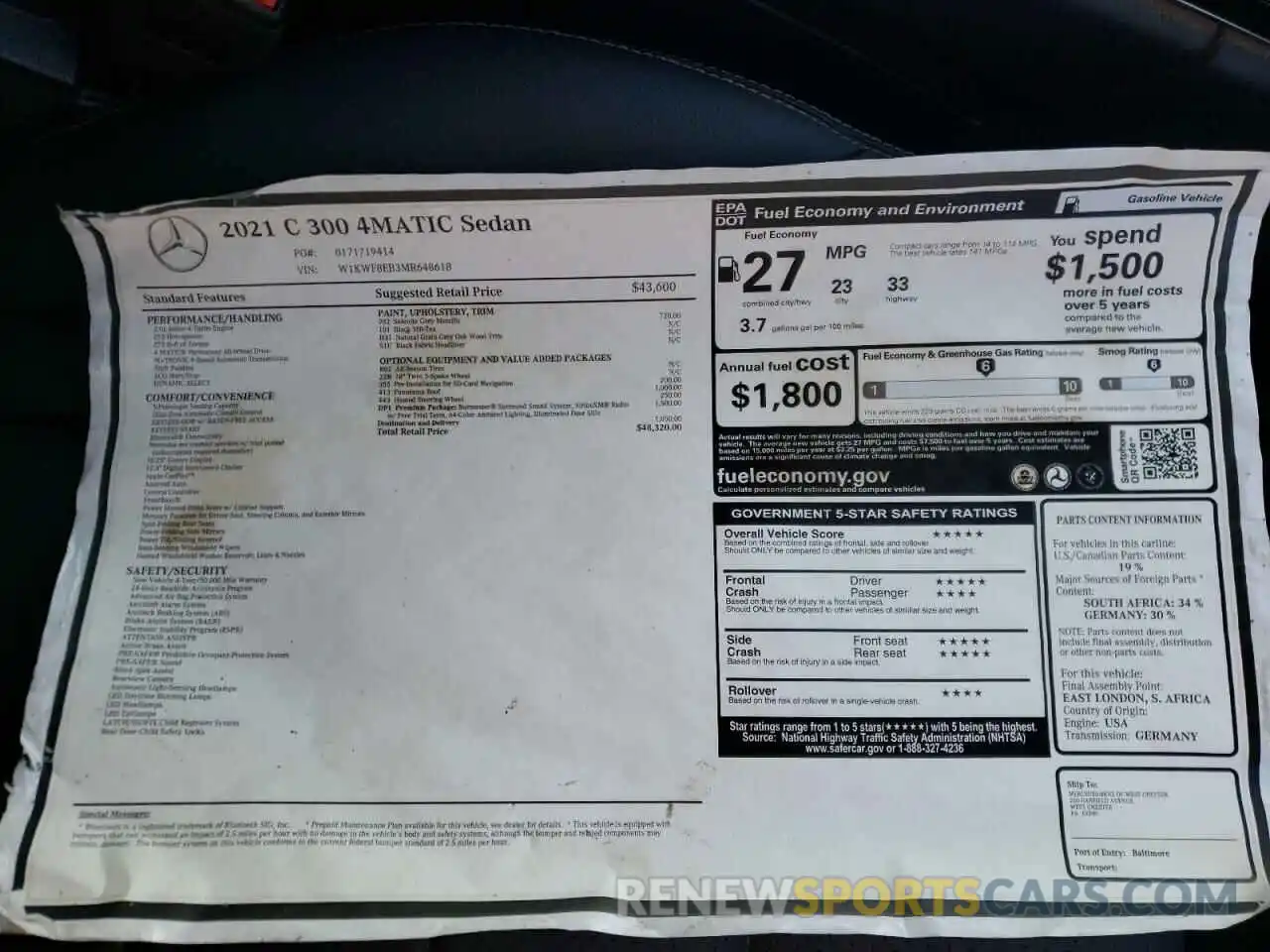 9 Photograph of a damaged car W1KWF8EB3MR648618 MERCEDES-BENZ C-CLASS 2021