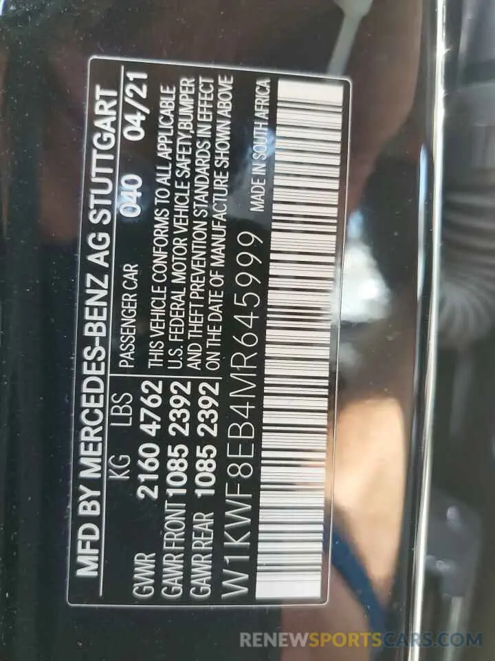 12 Photograph of a damaged car W1KWF8EB4MR645999 MERCEDES-BENZ C-CLASS 2021