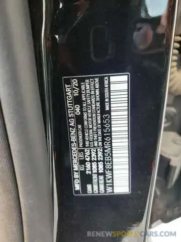 12 Photograph of a damaged car W1KWF8EB5MR615653 MERCEDES-BENZ C-CLASS 2021