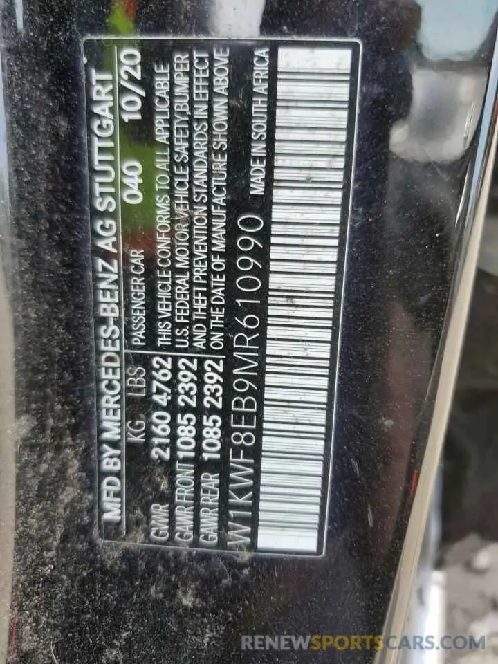 12 Photograph of a damaged car W1KWF8EB9MR610990 MERCEDES-BENZ C-CLASS 2021