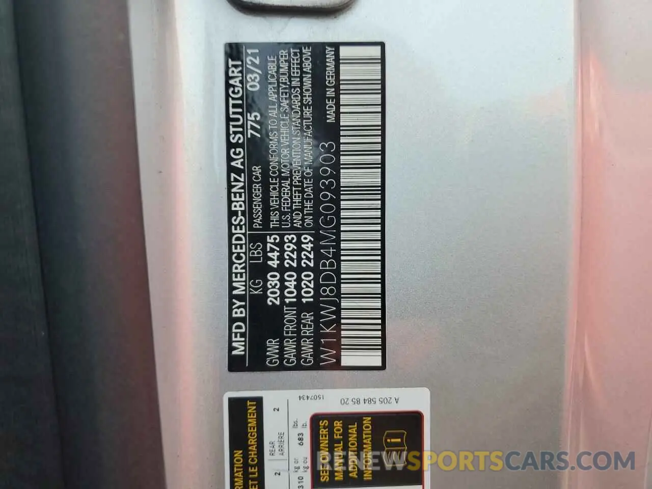13 Photograph of a damaged car W1KWJ8DB4MG093903 MERCEDES-BENZ C-CLASS 2021