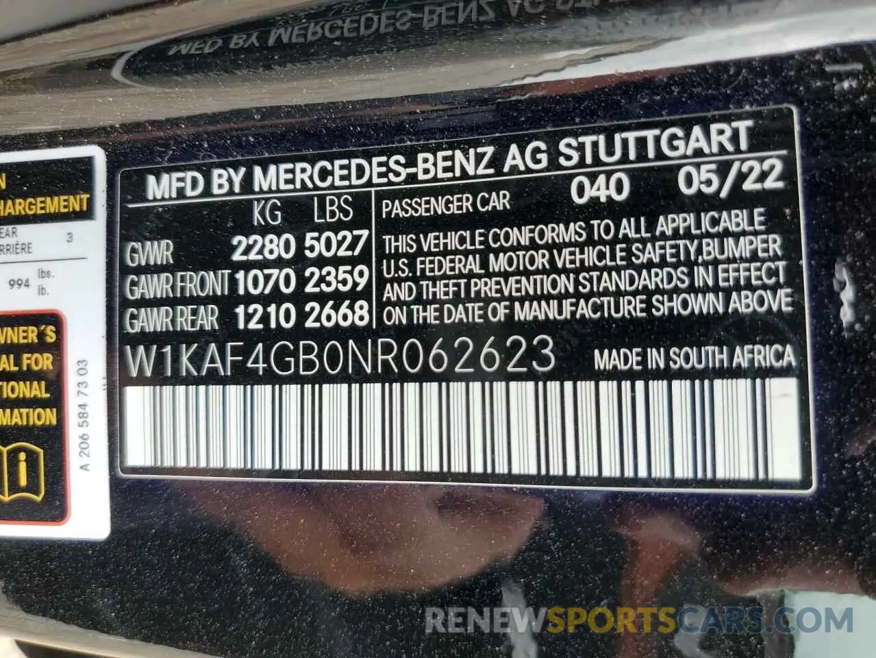 13 Photograph of a damaged car W1KAF4GB0NR062623 MERCEDES-BENZ C-CLASS 2022