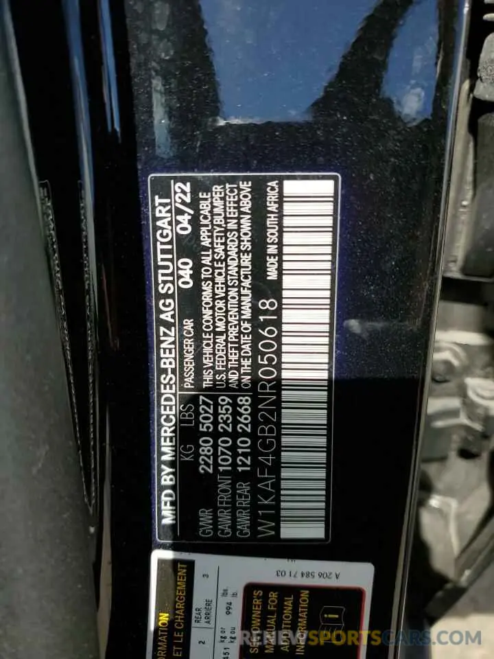 13 Photograph of a damaged car W1KAF4GB2NR050618 MERCEDES-BENZ C-CLASS 2022