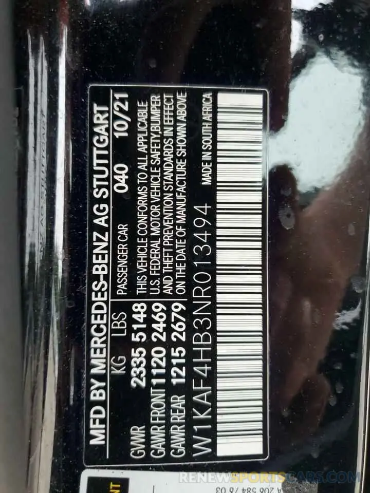 12 Photograph of a damaged car W1KAF4HB3NR013494 MERCEDES-BENZ C-CLASS 2022