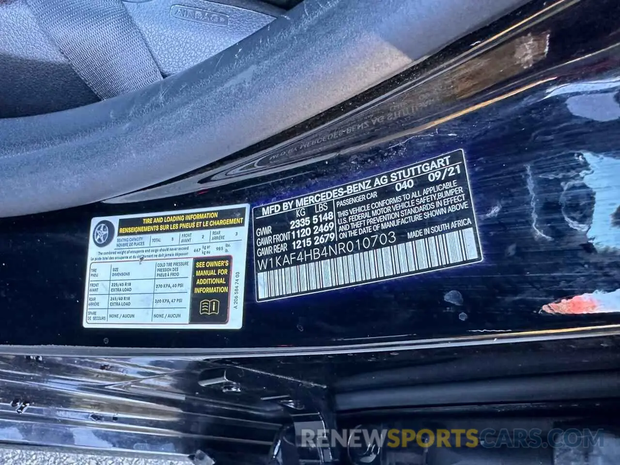 10 Photograph of a damaged car W1KAF4HB4NR010703 MERCEDES-BENZ C-CLASS 2022
