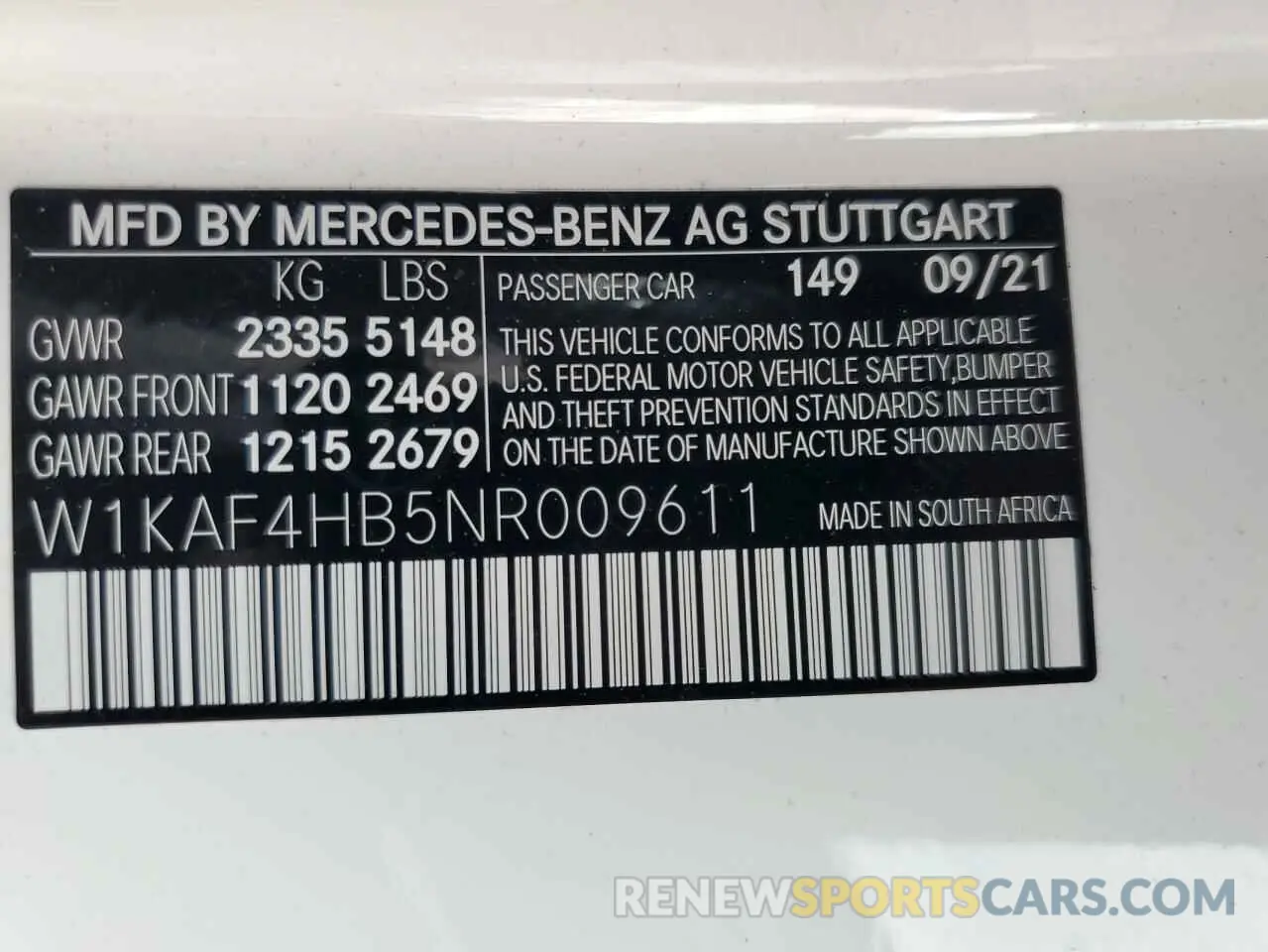 12 Photograph of a damaged car W1KAF4HB5NR009611 MERCEDES-BENZ C-CLASS 2022