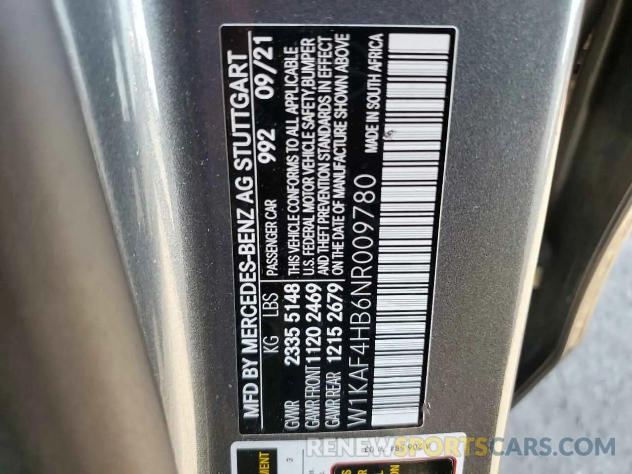 12 Photograph of a damaged car W1KAF4HB6NR009780 MERCEDES-BENZ C-CLASS 2022