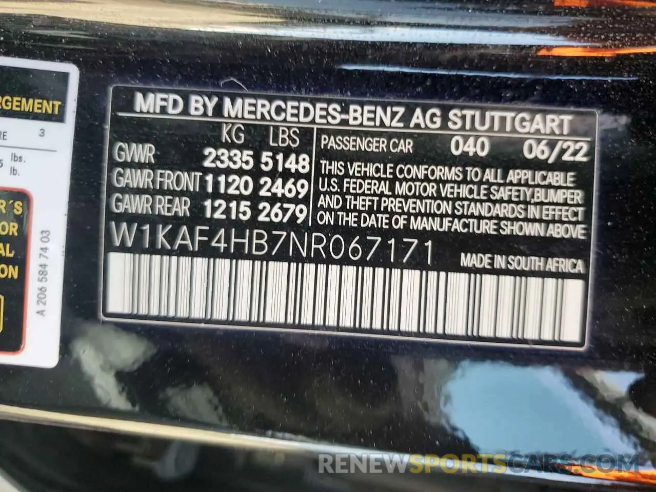 14 Photograph of a damaged car W1KAF4HB7NR067171 MERCEDES-BENZ C-CLASS 2022