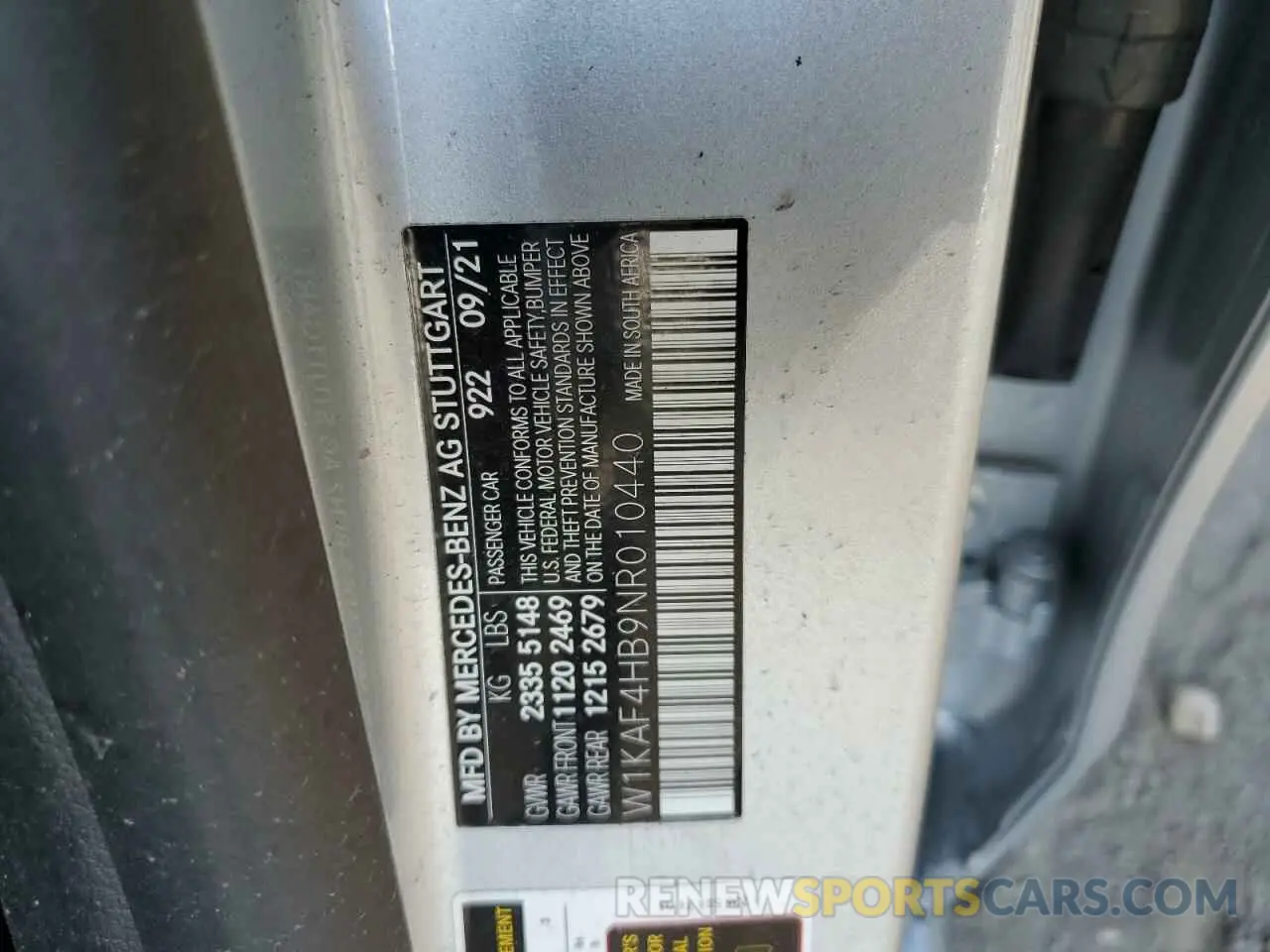 12 Photograph of a damaged car W1KAF4HB9NR010440 MERCEDES-BENZ C-CLASS 2022