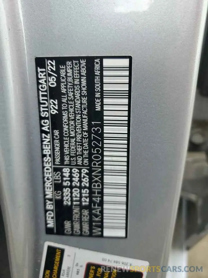 12 Photograph of a damaged car W1KAF4HBXNR052731 MERCEDES-BENZ C-CLASS 2022