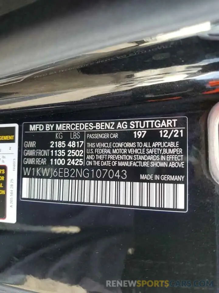 12 Photograph of a damaged car W1KWJ6EB2NG107043 MERCEDES-BENZ C-CLASS 2022
