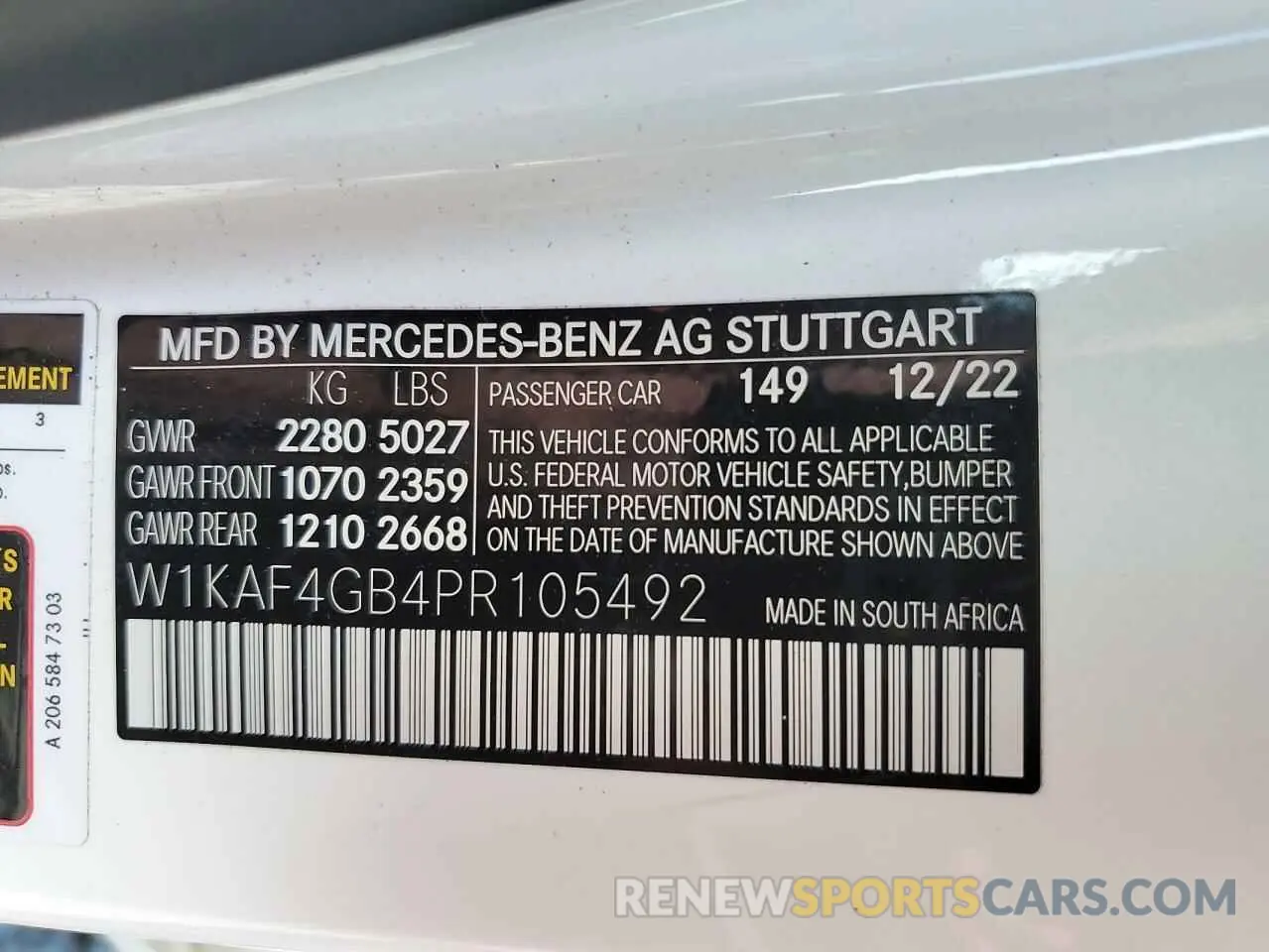 12 Photograph of a damaged car W1KAF4GB4PR105492 MERCEDES-BENZ C-CLASS 2023