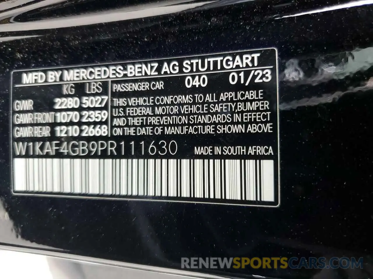 12 Photograph of a damaged car W1KAF4GB9PR111630 MERCEDES-BENZ C-CLASS 2023