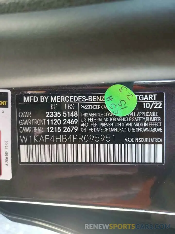 13 Photograph of a damaged car W1KAF4HB4PR095951 MERCEDES-BENZ C-CLASS 2023