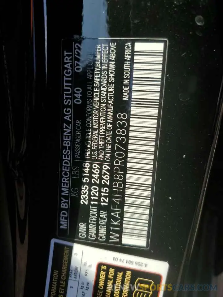 12 Photograph of a damaged car W1KAF4HB8PR073838 MERCEDES-BENZ C-CLASS 2023