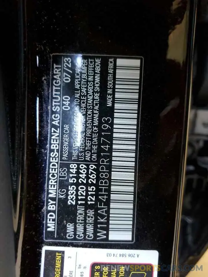 12 Photograph of a damaged car W1KAF4HB8PR147193 MERCEDES-BENZ C-CLASS 2023