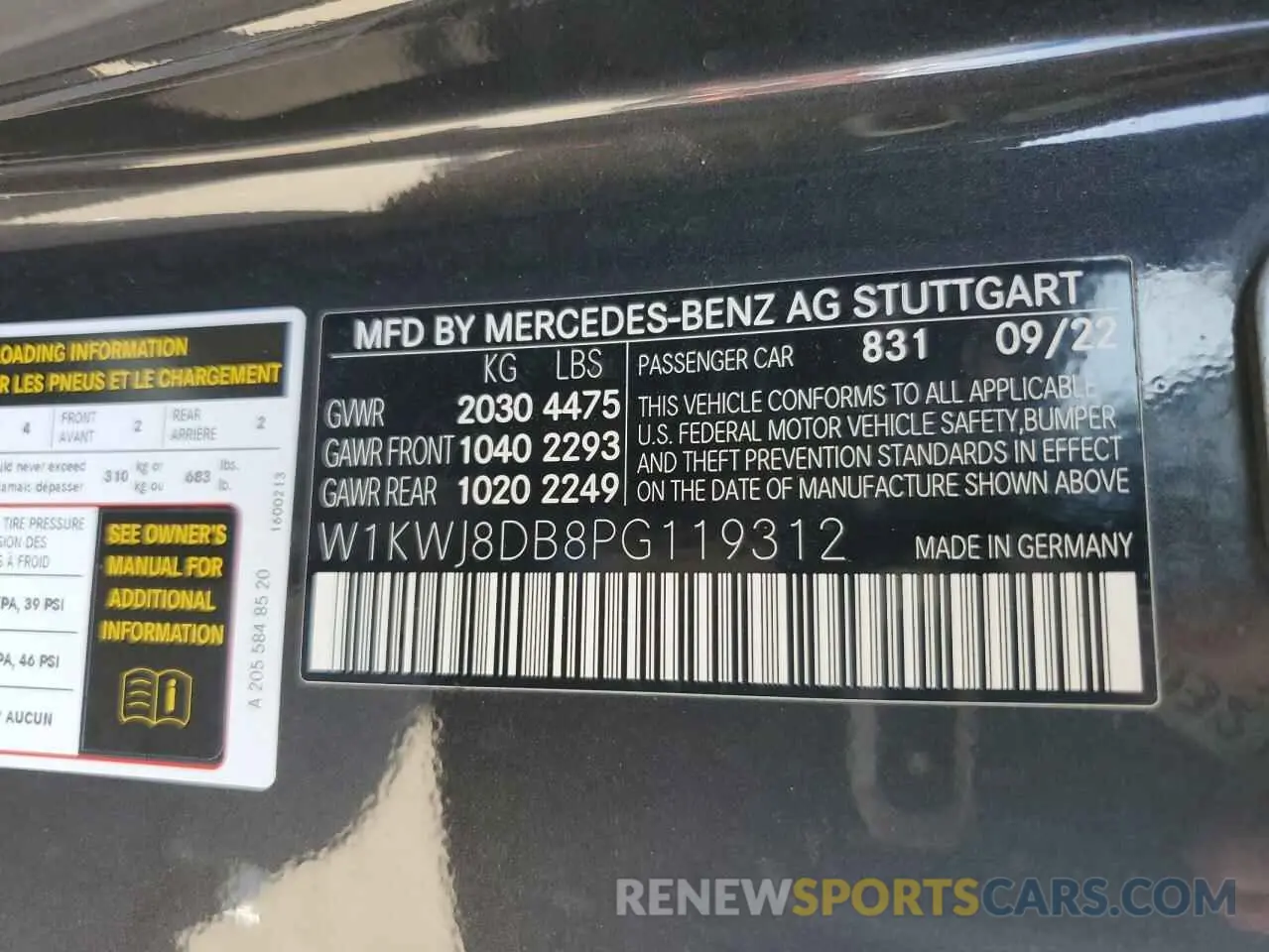 12 Photograph of a damaged car W1KWJ8DB8PG119312 MERCEDES-BENZ C-CLASS 2023