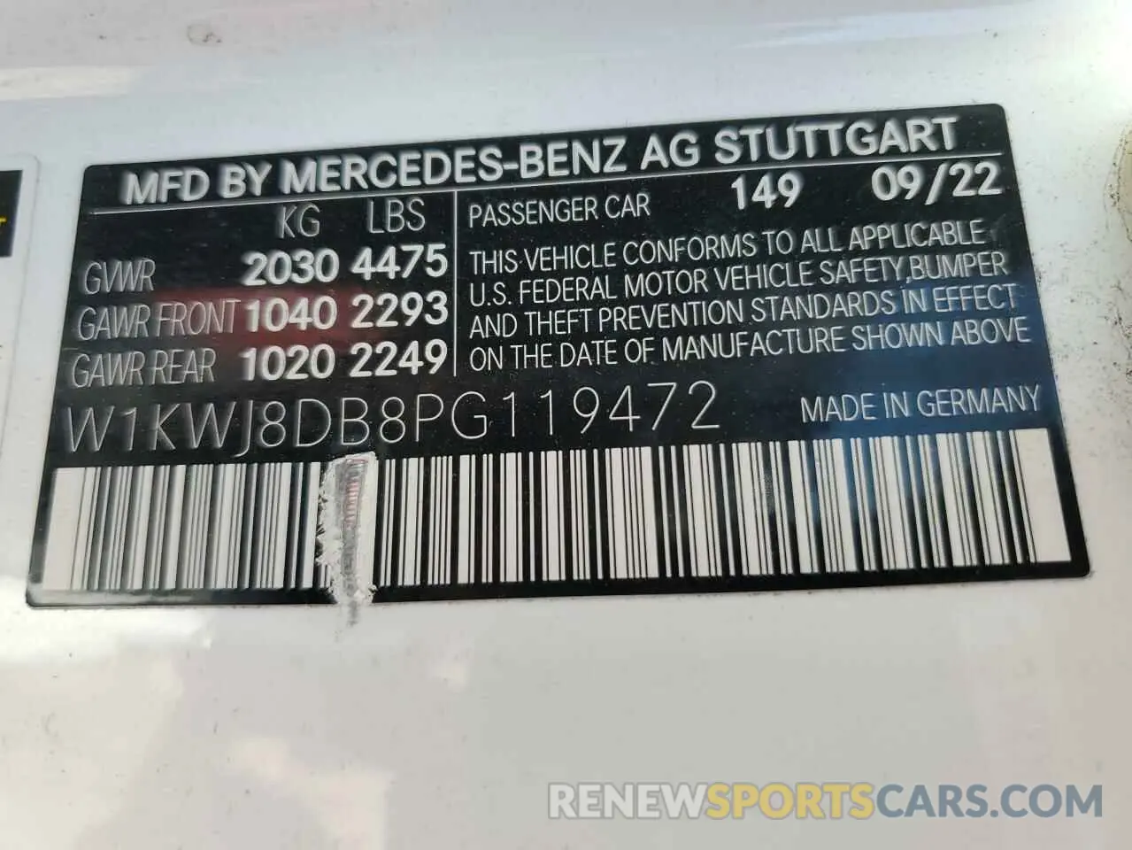 12 Photograph of a damaged car W1KWJ8DB8PG119472 MERCEDES-BENZ C-CLASS 2023