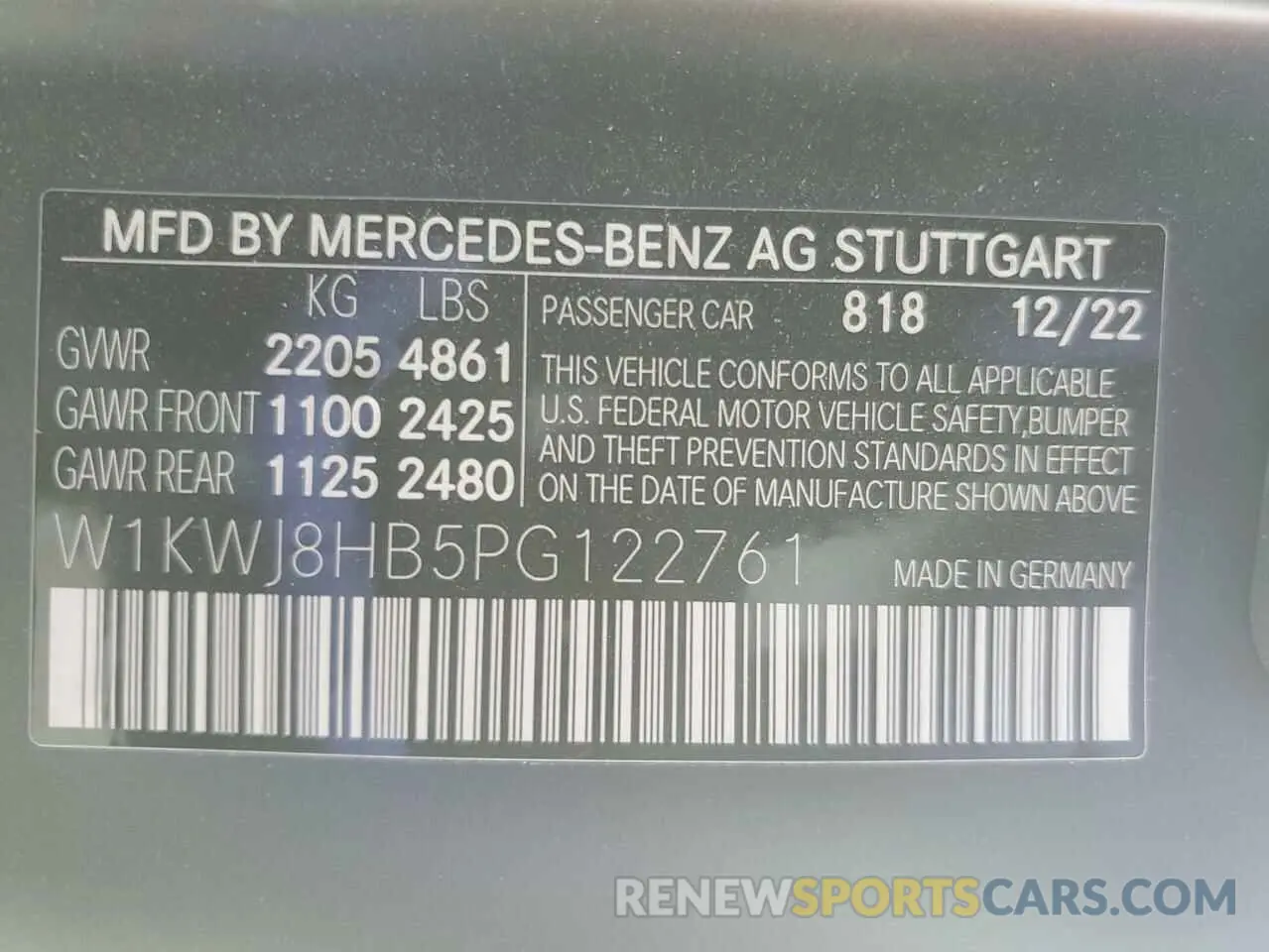 13 Photograph of a damaged car W1KWJ8HB5PG122761 MERCEDES-BENZ C-CLASS 2023