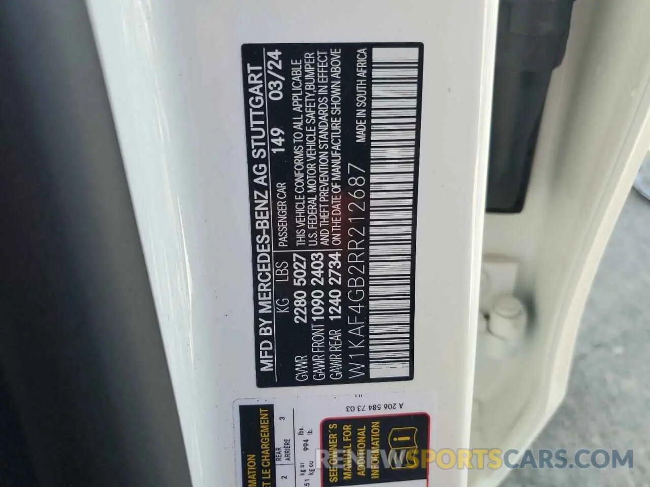 13 Photograph of a damaged car W1KAF4GB2RR212687 MERCEDES-BENZ C-CLASS 2024