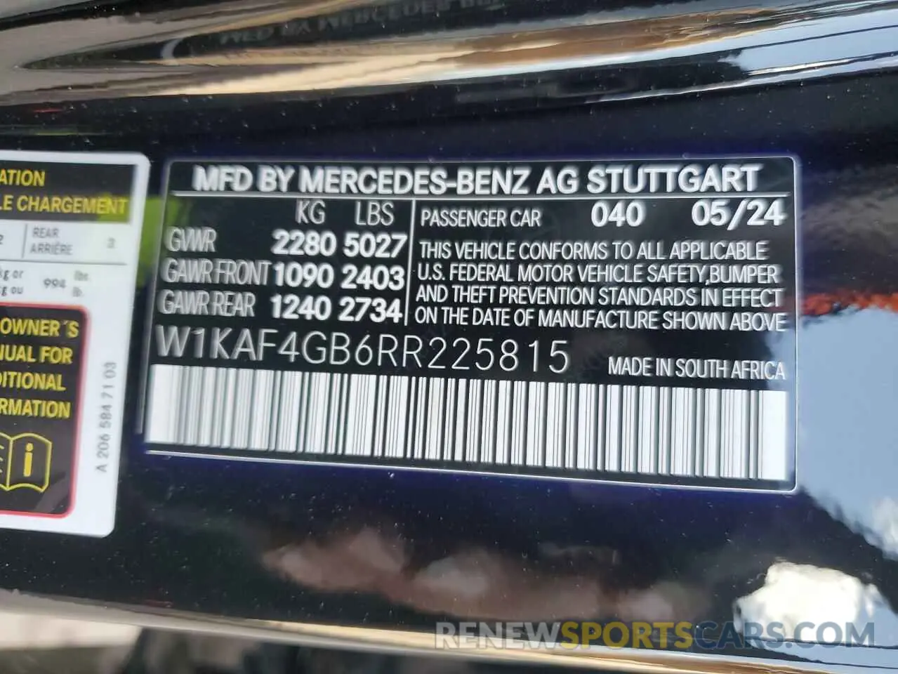 12 Photograph of a damaged car W1KAF4GB6RR225815 MERCEDES-BENZ C-CLASS 2024
