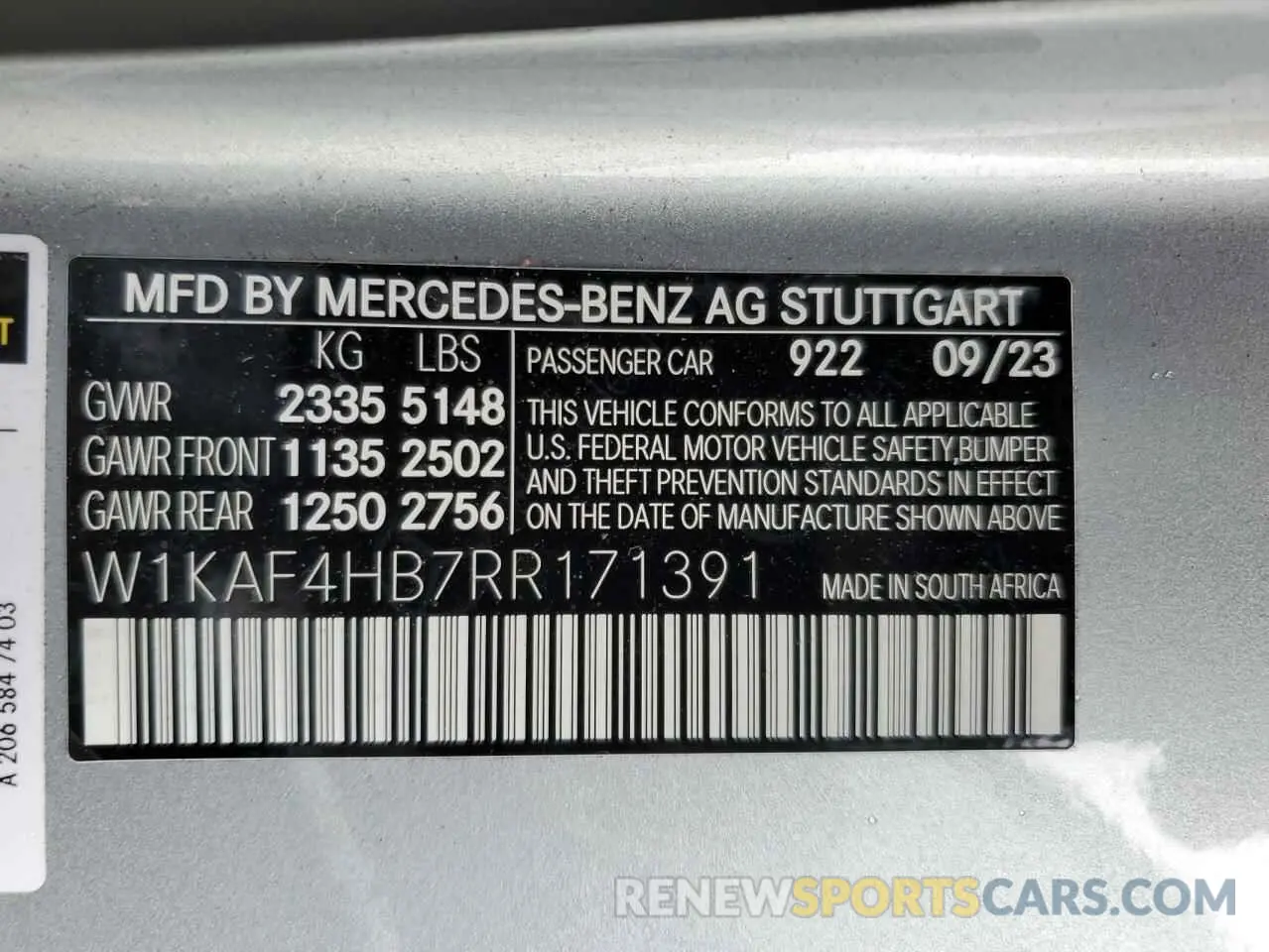 14 Photograph of a damaged car W1KAF4HB7RR171391 MERCEDES-BENZ C-CLASS 2024