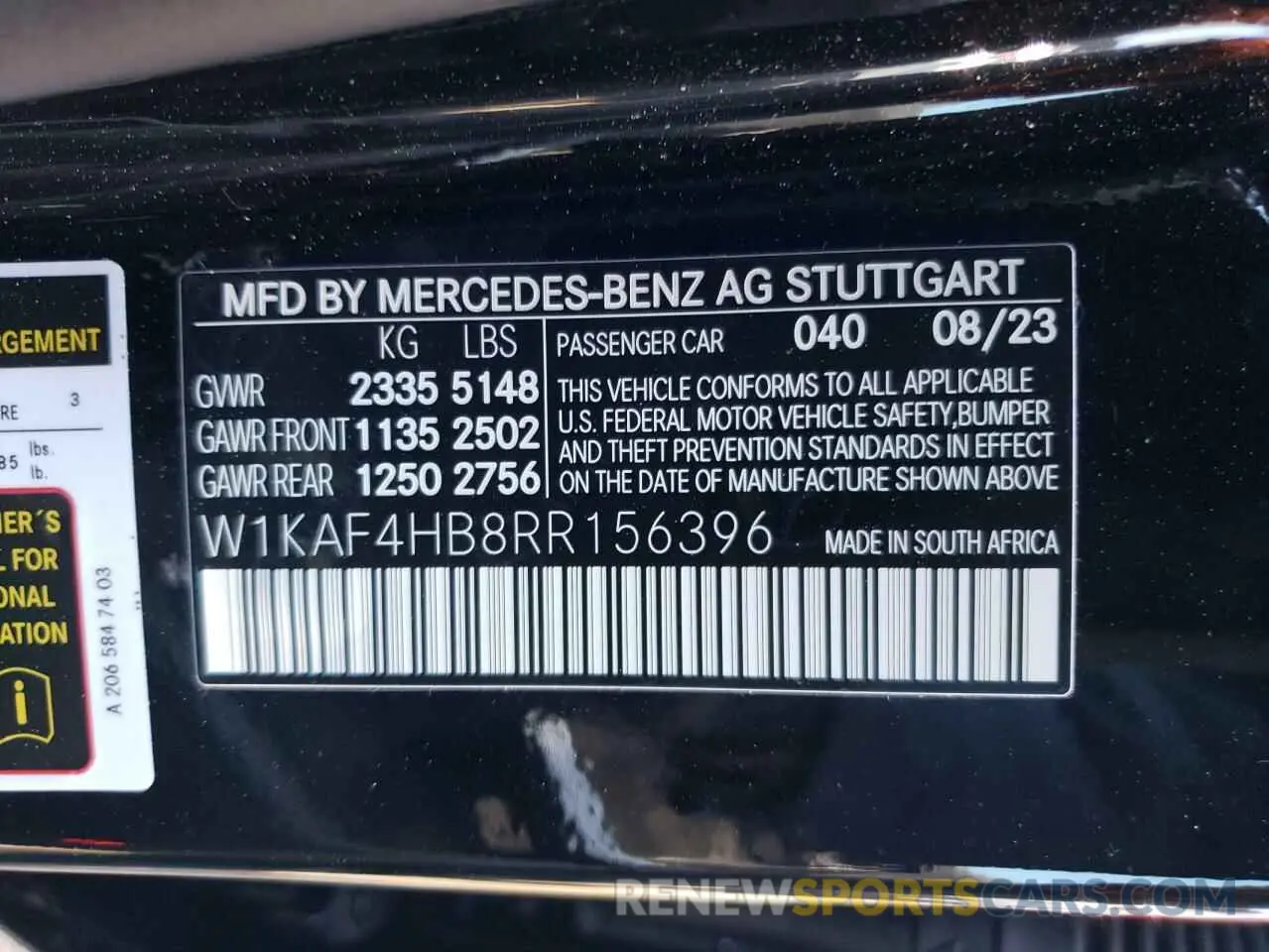 12 Photograph of a damaged car W1KAF4HB8RR156396 MERCEDES-BENZ C-CLASS 2024