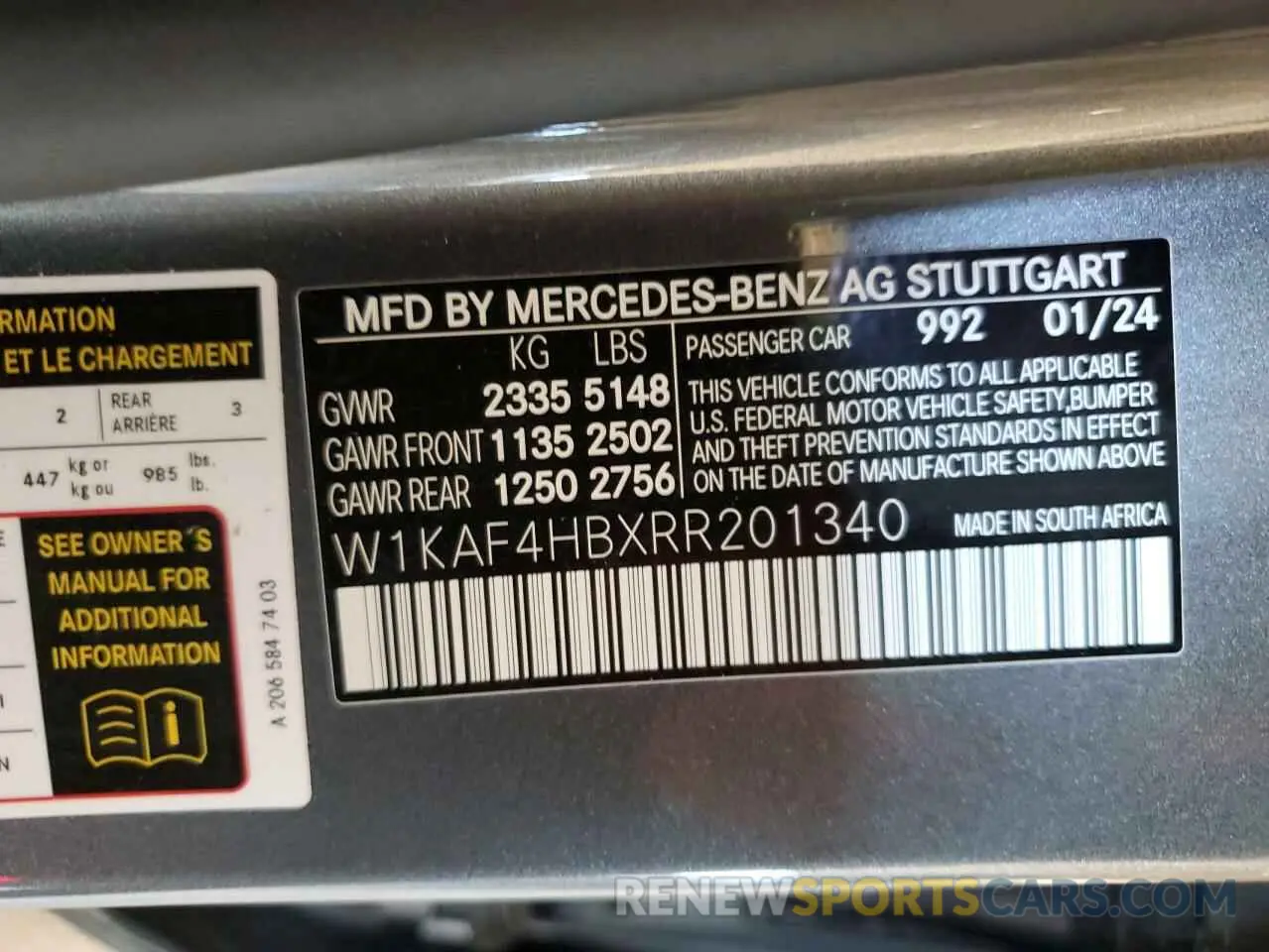 13 Photograph of a damaged car W1KAF4HBXRR201340 MERCEDES-BENZ C-CLASS 2024