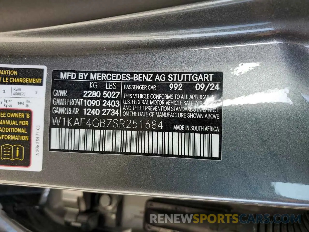 12 Photograph of a damaged car W1KAF4GB7SR251684 MERCEDES-BENZ C-CLASS 2025