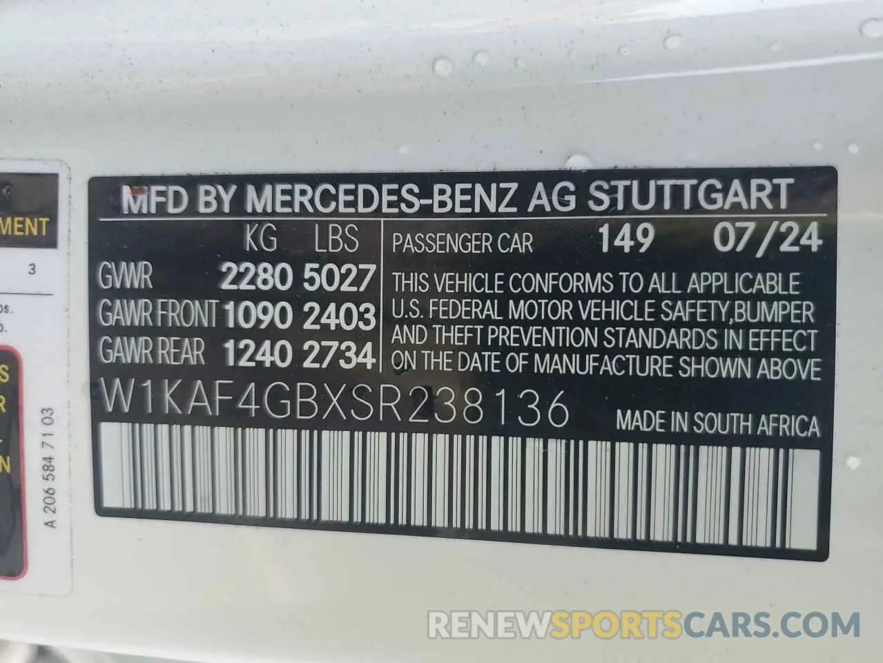 13 Photograph of a damaged car W1KAF4GBXSR238136 MERCEDES-BENZ C-CLASS 2025
