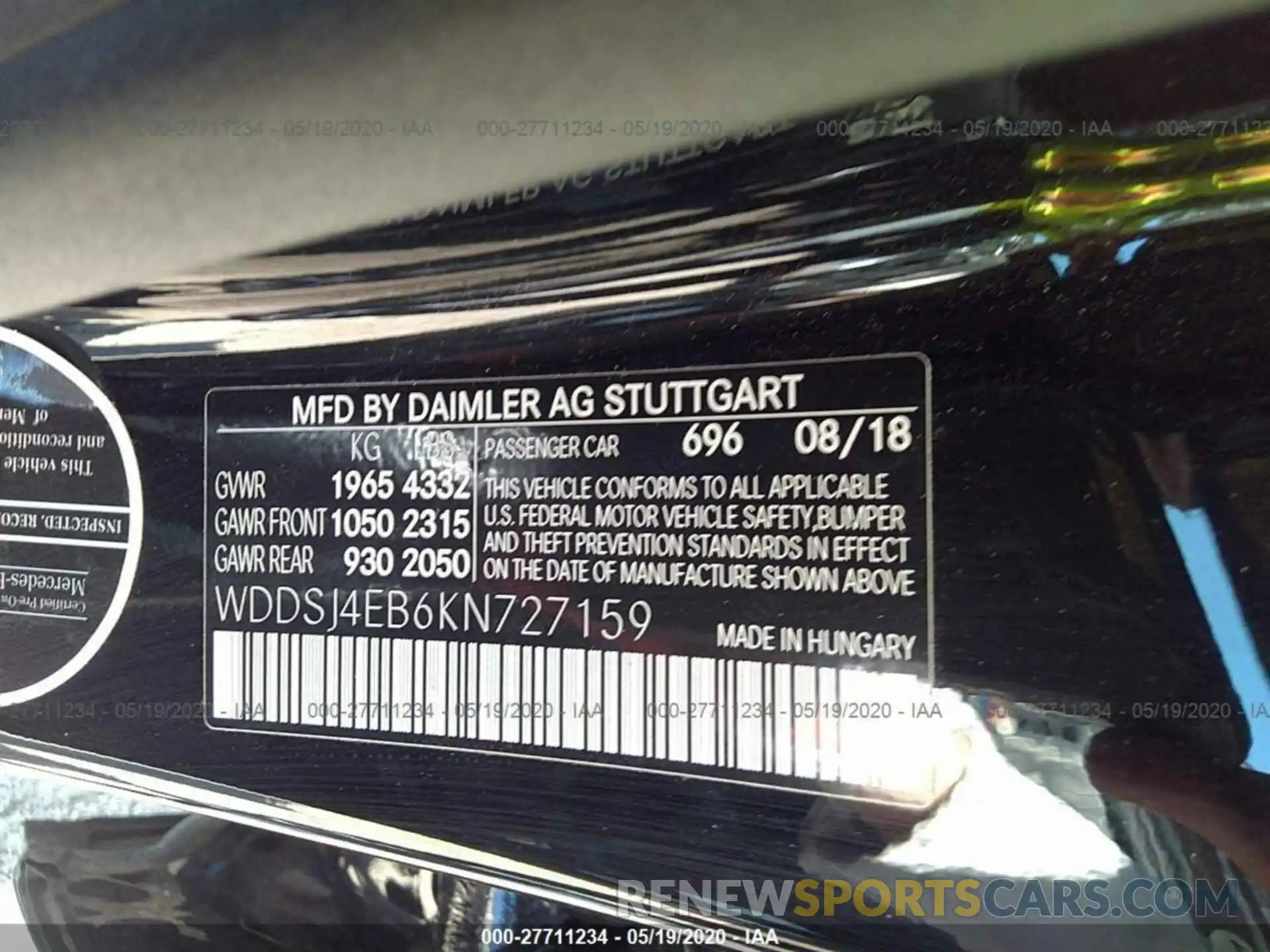 9 Photograph of a damaged car WDDSJ4EB6KN727159 MERCEDES-BENZ CLA 2019