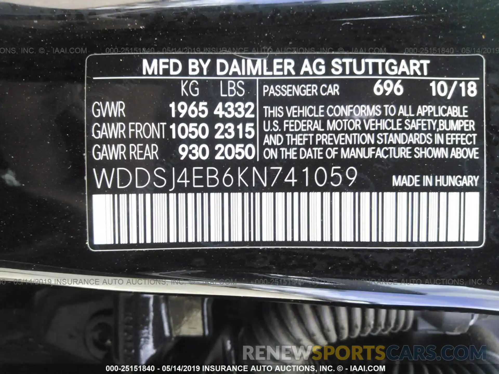 9 Photograph of a damaged car WDDSJ4EB6KN741059 MERCEDES-BENZ CLA 2019