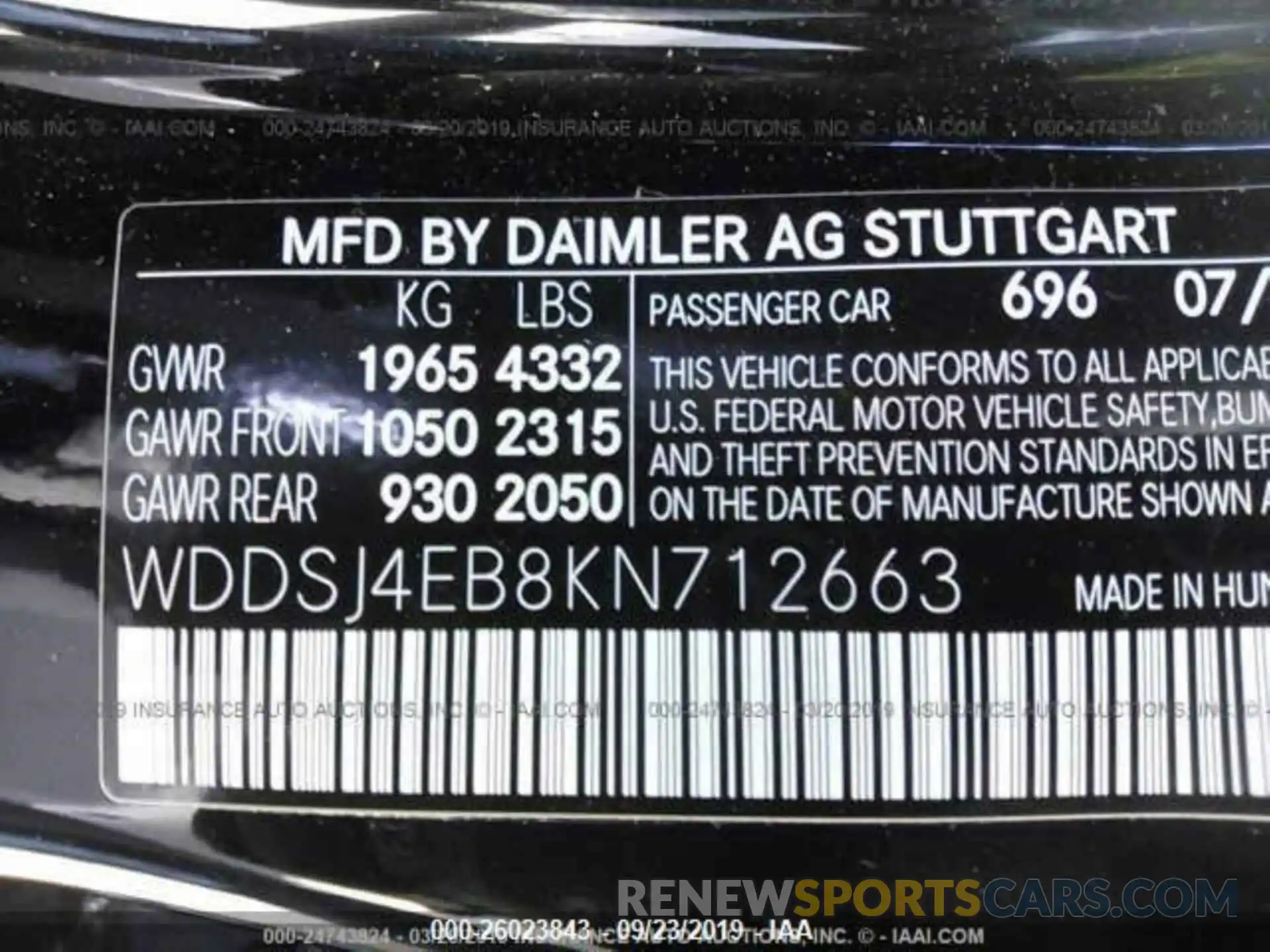 9 Photograph of a damaged car WDDSJ4EB8KN712663 MERCEDES-BENZ CLA 2019