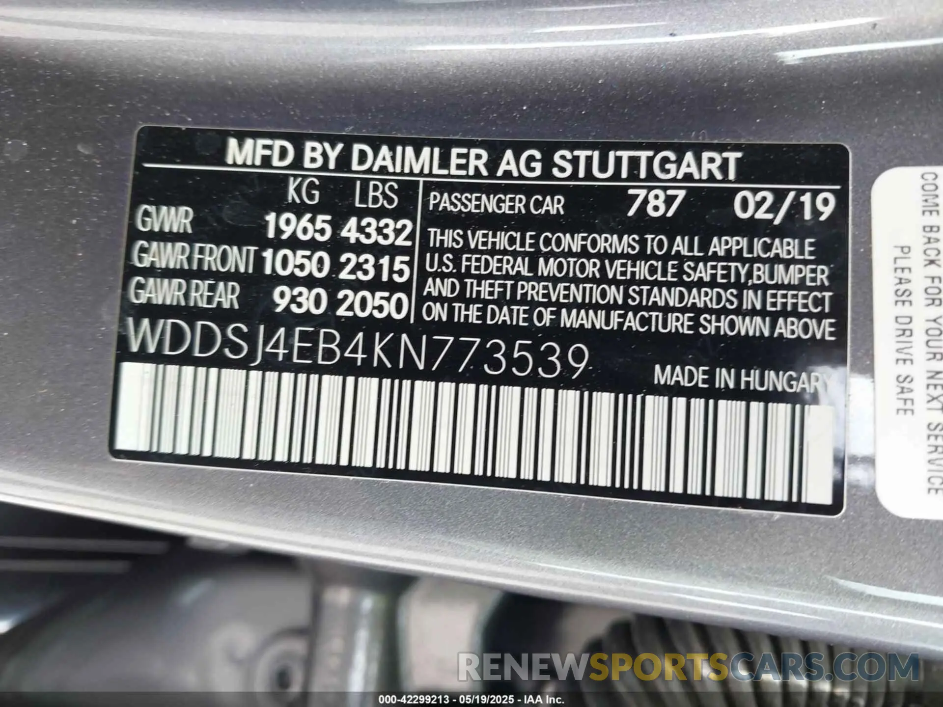 9 Photograph of a damaged car WDDSJ4EB4KN773539 MERCEDES-BENZ CLA 250 2019