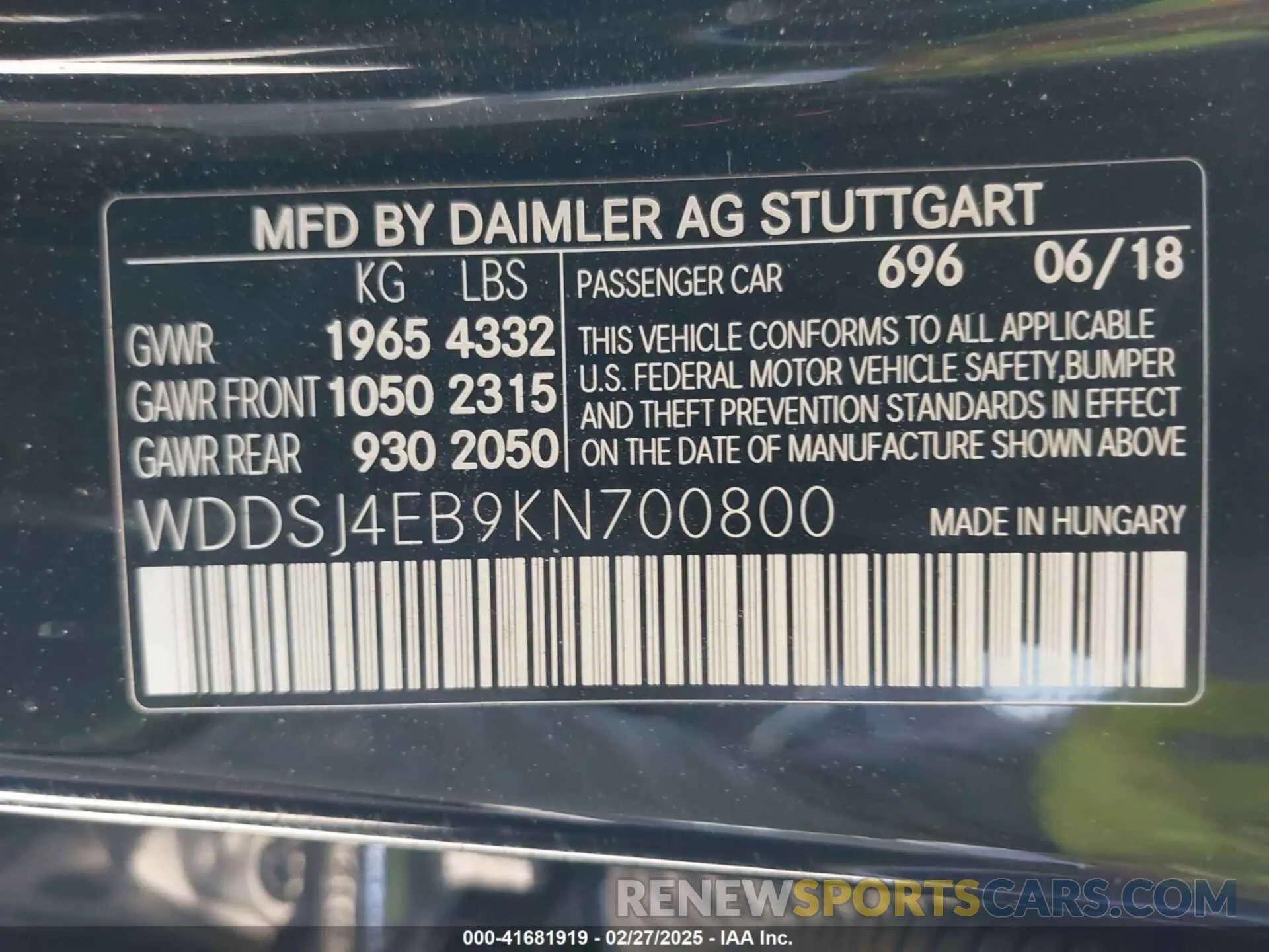 9 Photograph of a damaged car WDDSJ4EB9KN700800 MERCEDES-BENZ CLA 250 2019