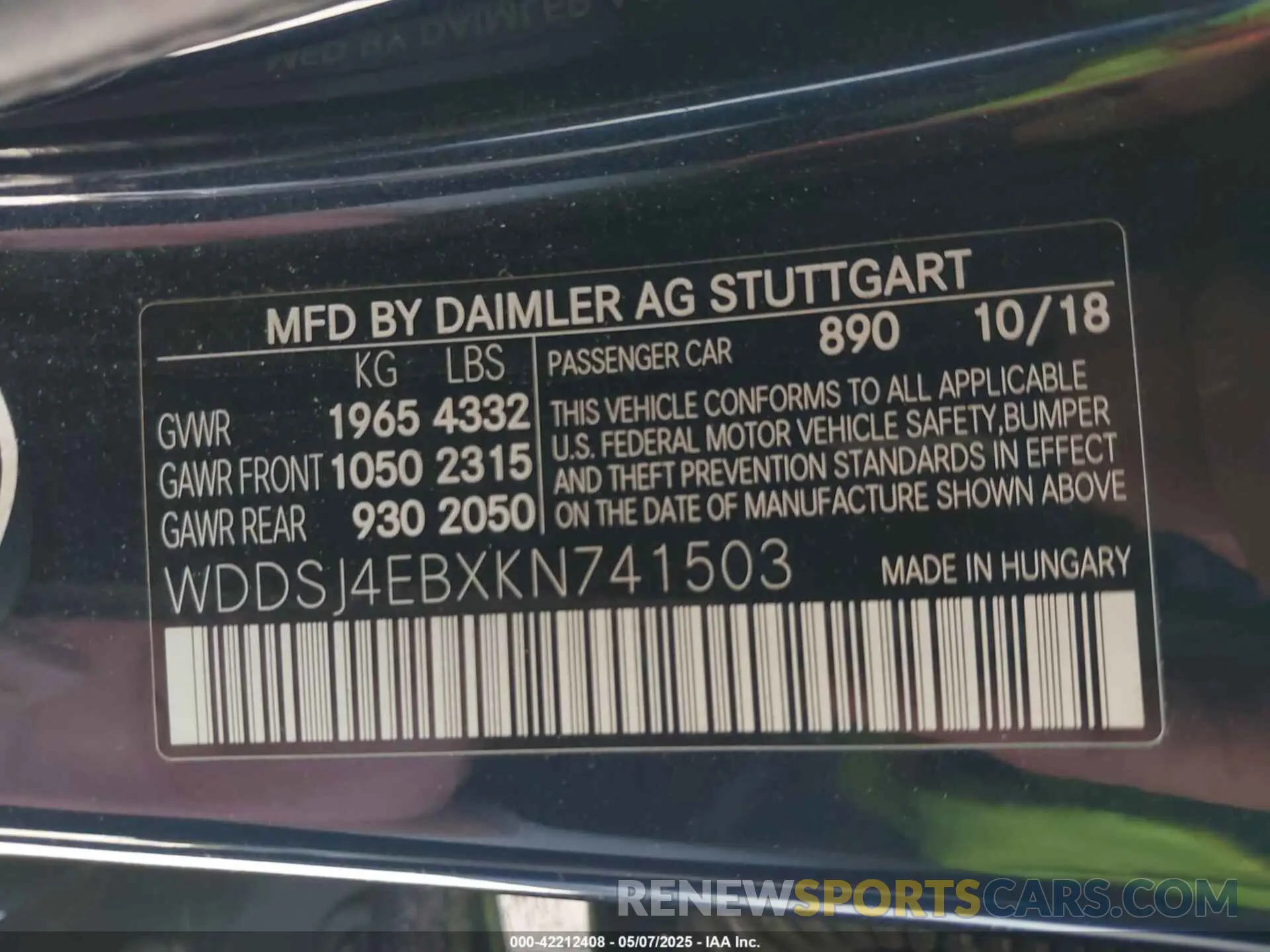 9 Photograph of a damaged car WDDSJ4EBXKN741503 MERCEDES-BENZ CLA 250 2019