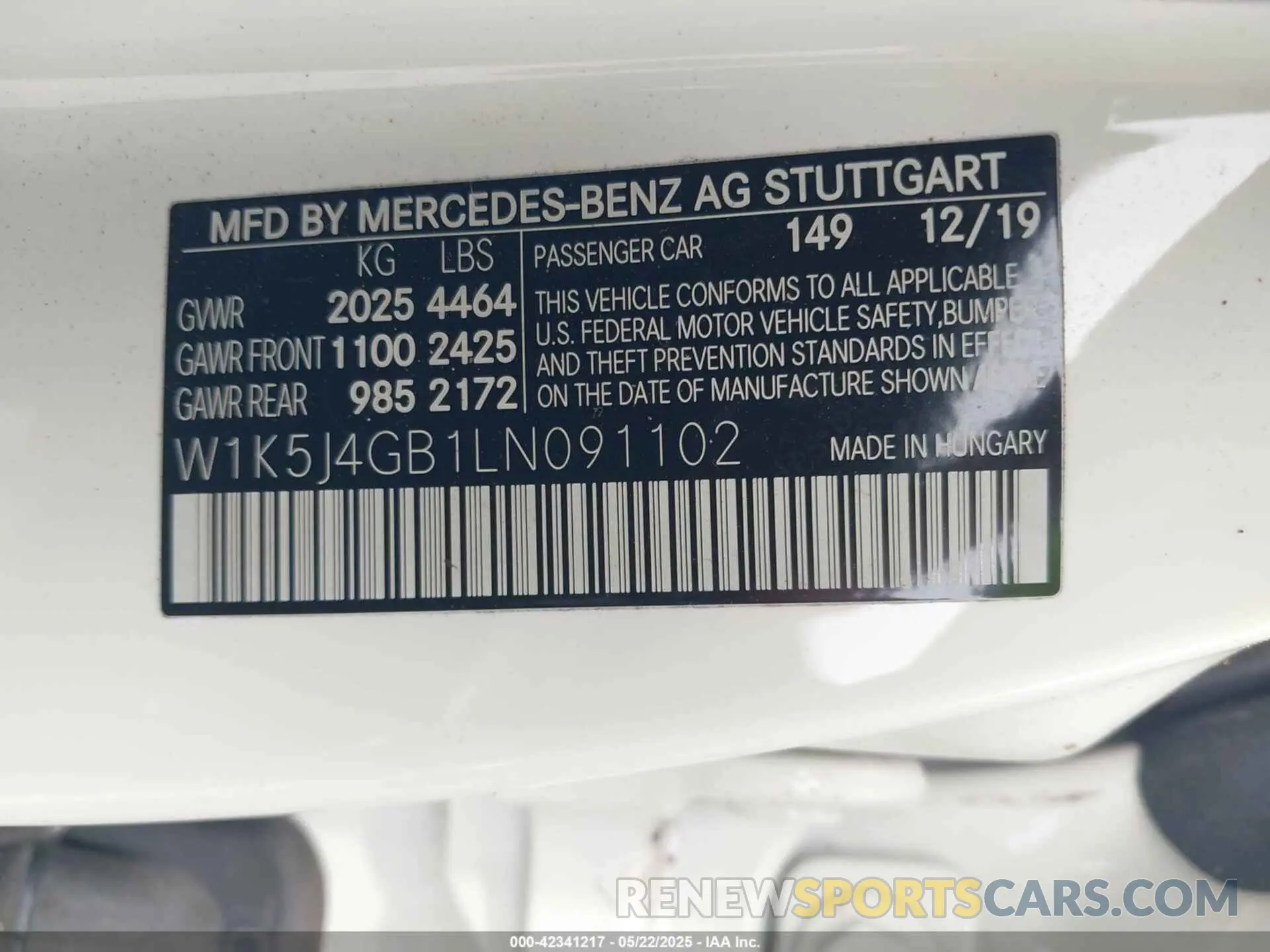 9 Photograph of a damaged car W1K5J4GB1LN091102 MERCEDES-BENZ CLA 250 2020