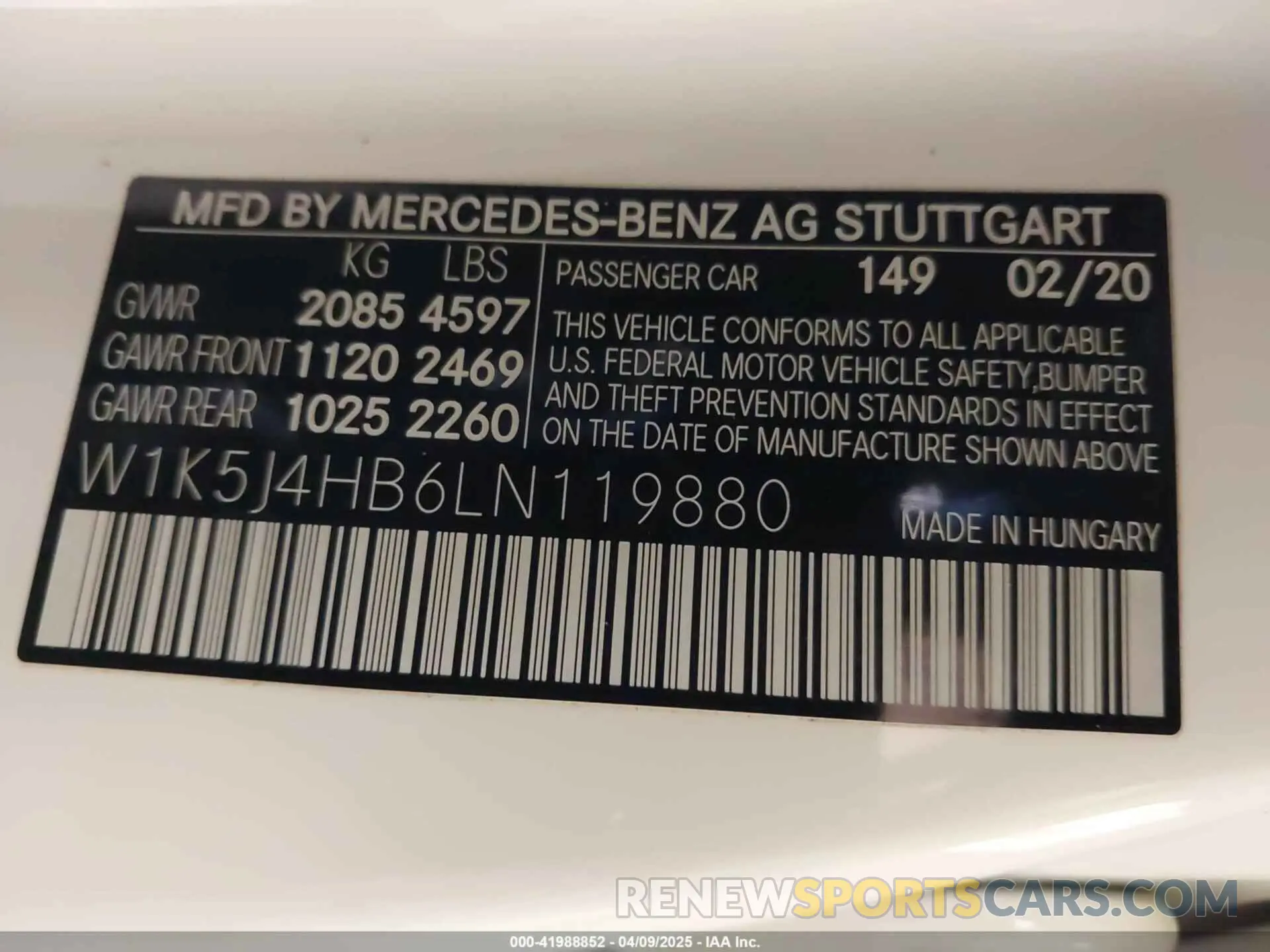 9 Photograph of a damaged car W1K5J4HB6LN119880 MERCEDES-BENZ CLA 250 2020