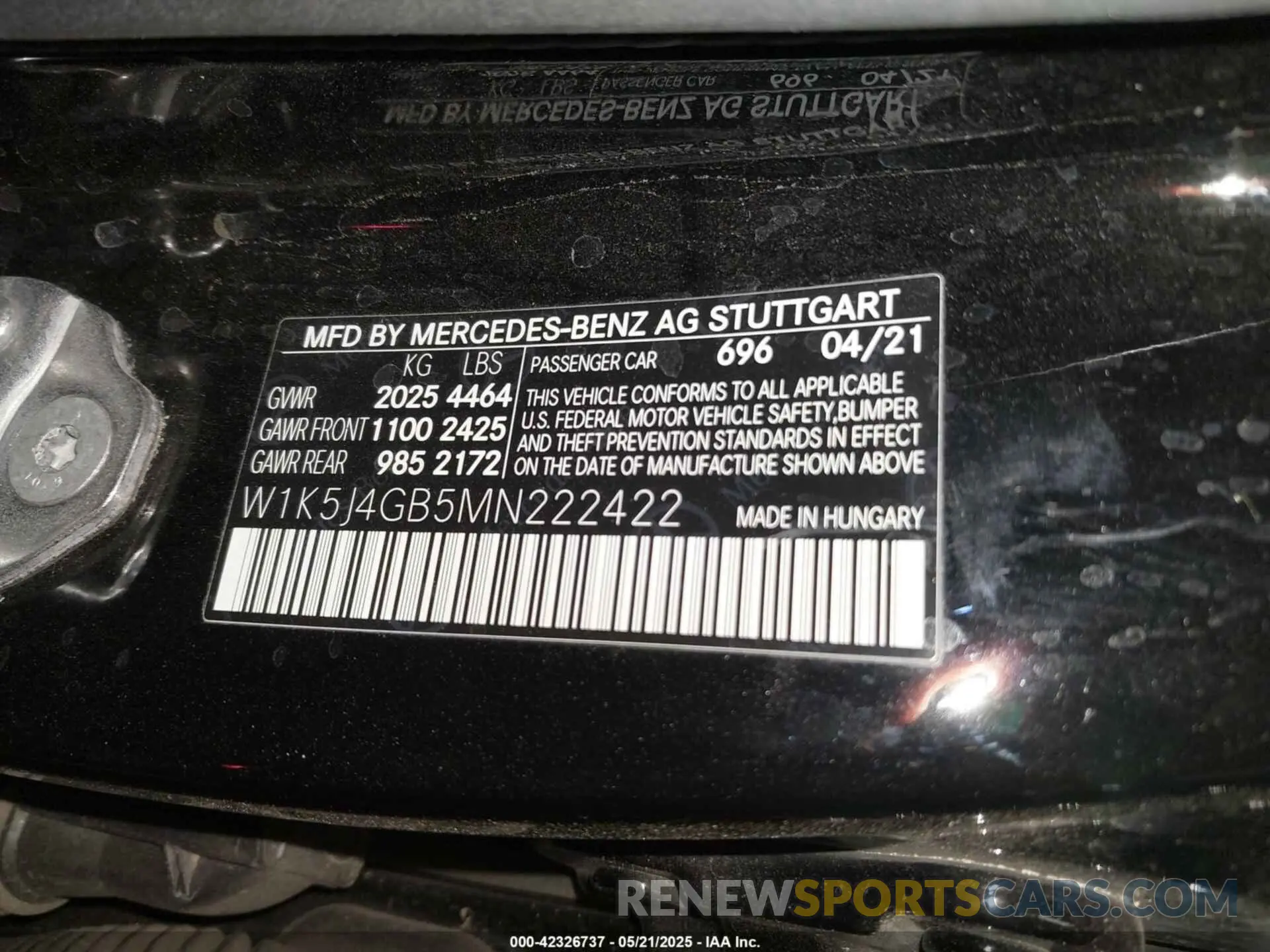 9 Photograph of a damaged car W1K5J4GB5MN222422 MERCEDES-BENZ CLA 250 2021