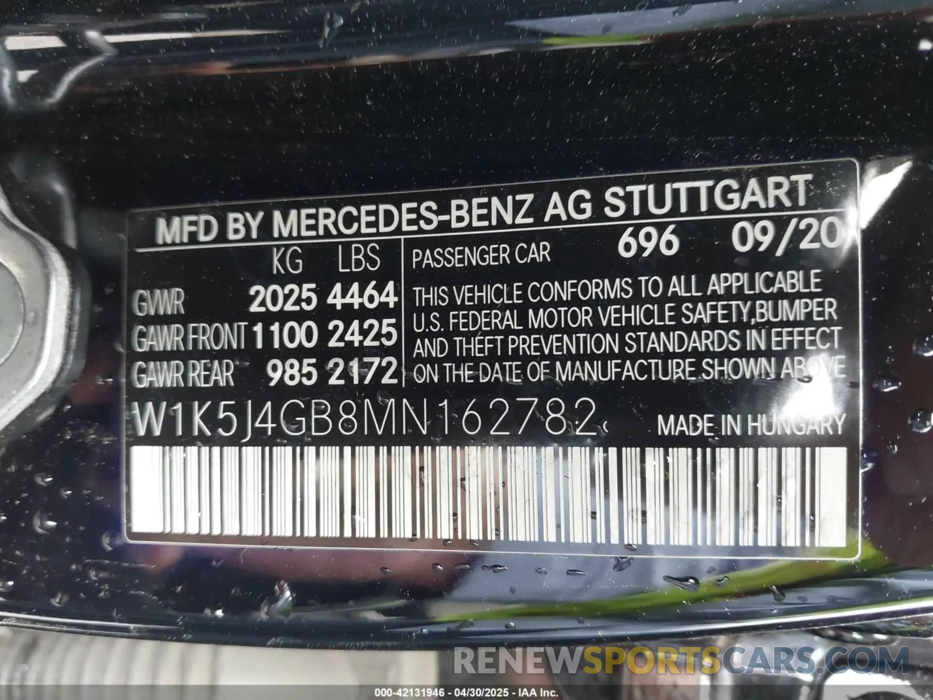 9 Photograph of a damaged car W1K5J4GB8MN162782 MERCEDES-BENZ CLA 250 2021