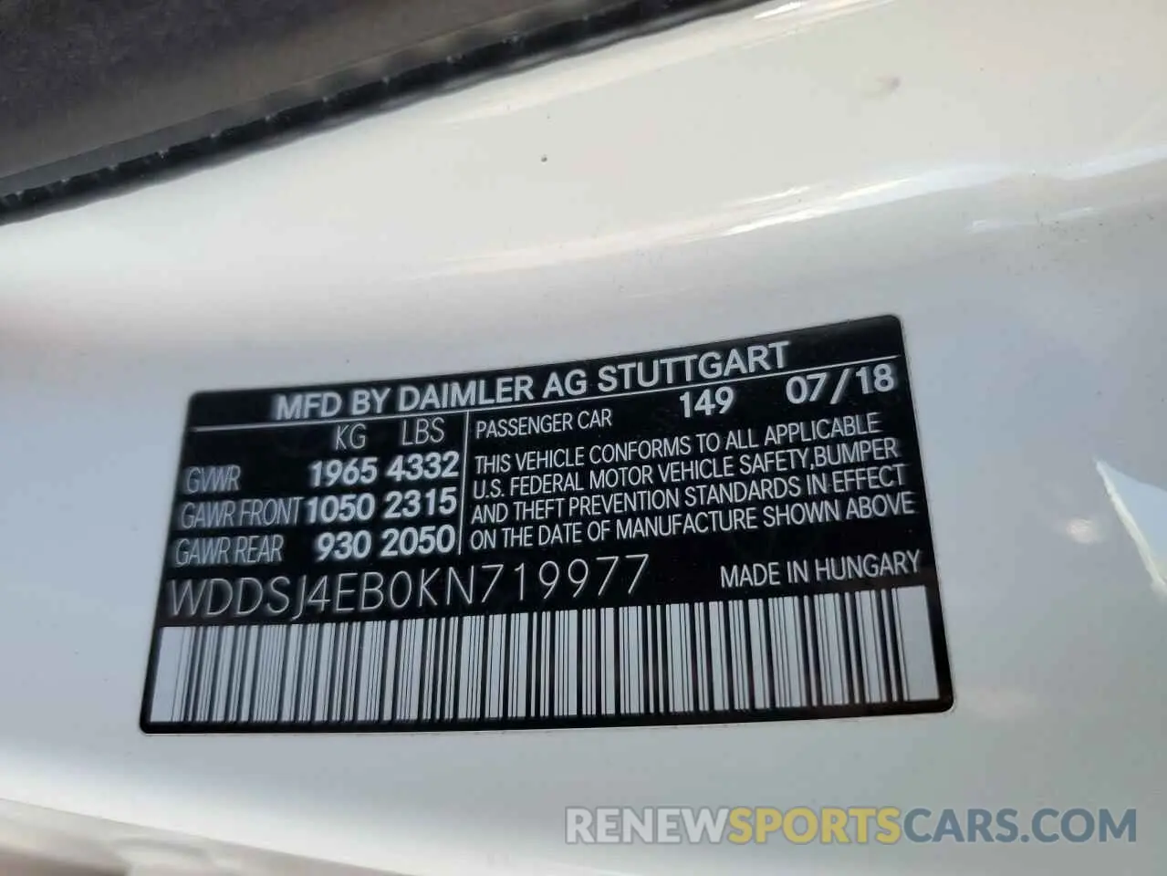 12 Photograph of a damaged car WDDSJ4EB0KN719977 MERCEDES-BENZ CLA-CLASS 2019