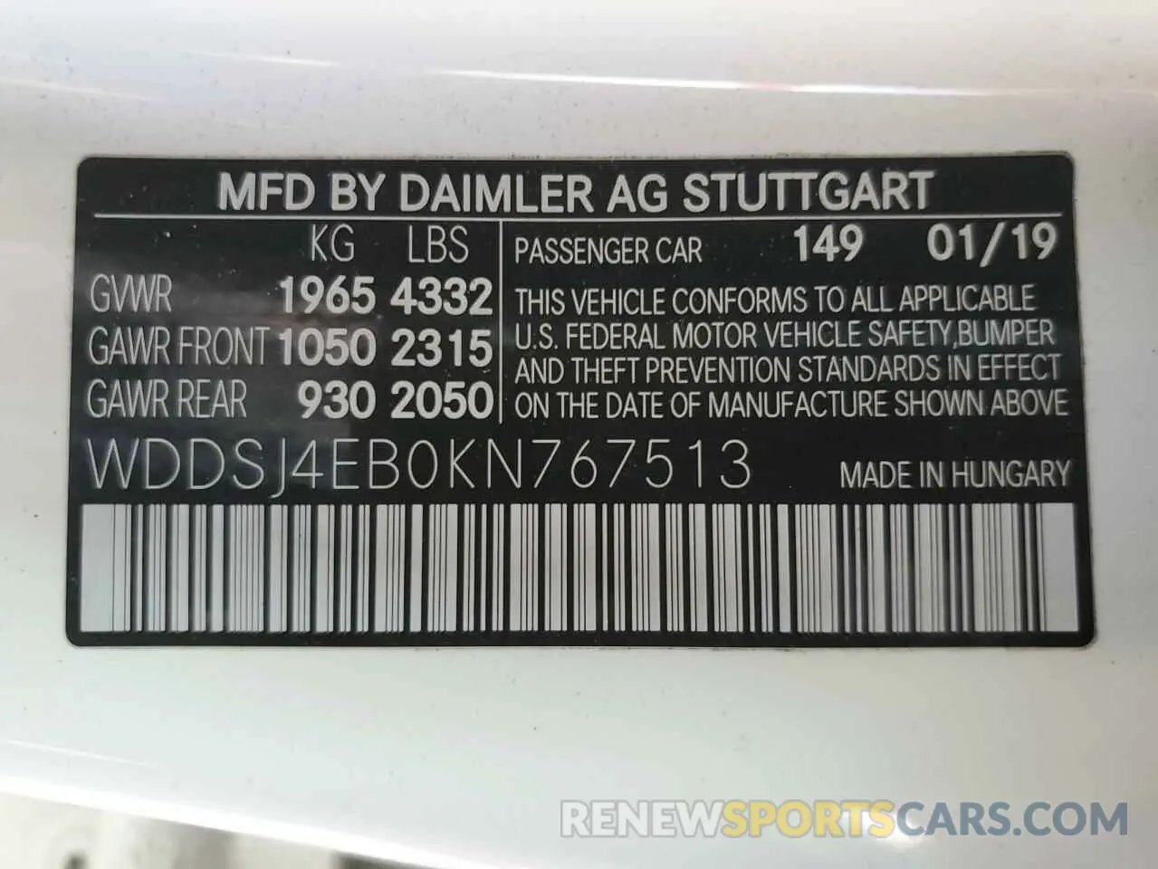 13 Photograph of a damaged car WDDSJ4EB0KN767513 MERCEDES-BENZ CLA-CLASS 2019