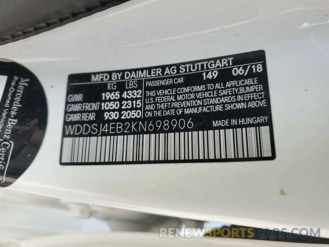 13 Photograph of a damaged car WDDSJ4EB2KN698906 MERCEDES-BENZ CLA-CLASS 2019