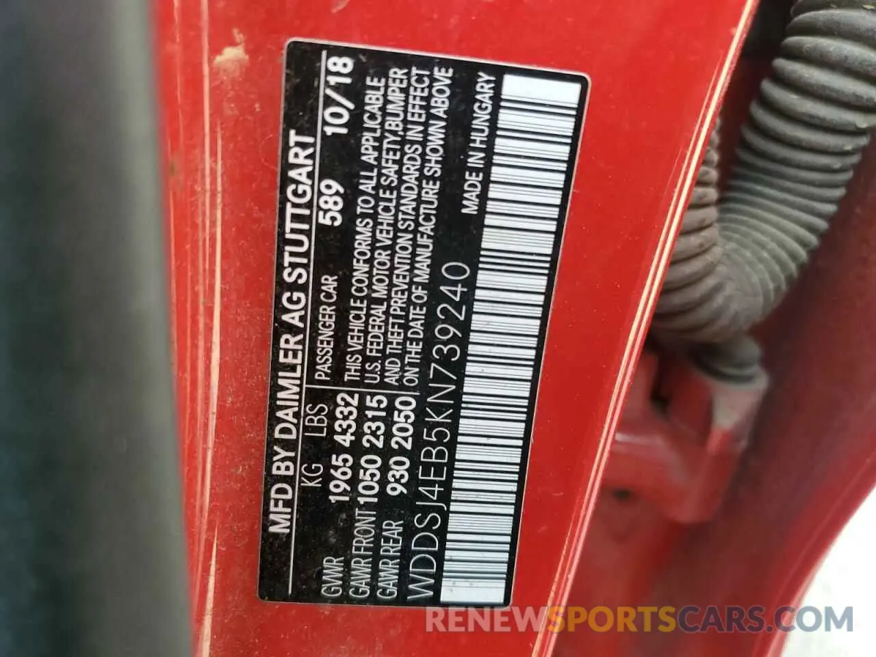 12 Photograph of a damaged car WDDSJ4EB5KN739240 MERCEDES-BENZ CLA-CLASS 2019